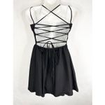 ASOS Design Size 0 Dress Mini Lace Up Back Solid Black Spaghetti Strap 501 Photo 1
