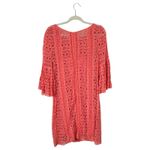 Tracy Reese  New York Coral Pink Beaded Eyelet Dress Size 6 Party Bell Sleeves Photo 1