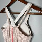 Lululemon  Run For Gold Tank Top Size 6 Coral Silver Stripe White Naked / White Photo 2