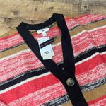 BP  | NEW Women's Black Coral Camel Stripped Cropped Cardigan Sz XS Photo 2