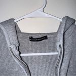 Brandy Melville Grey Ribbed Cropped Hoodie XS Photo 3