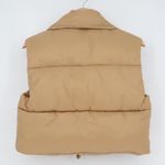 Tan Puffer Vest Women's Size S Sleeveless Collar Zip Up Outerwear Photo 3