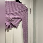 No Comment NWT  Size S Purple Lilac Cotton Cable Knit Mock Neck Cropped Sweater Photo 3