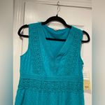 Reba NWT  Size S Turquoise Swiss Dot Lace Sleeveless Midi Dress Asymmetrical Hem Photo 1