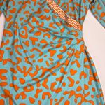 J. McLaughlin Blythe Faux Wrap Dress Leopard Greek Key Turquoise Orange Size S Photo 12