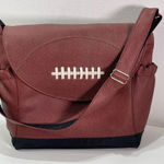 Timi & Leslie Newton Football Stitch Messenger Diaper Organizer Shoulder Bag Brown Photo 0