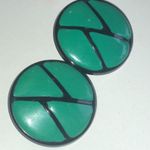 Vintage Black & Green Funky Round Retro Boho Pierced Earrings Photo 2