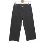 MIOU MUSE Black‎ Cropped Wide Leg Raw Hem Utility Style Pants Women's Black Size L Photo 1