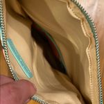 Rachel Pally Two-Sides Turquoise Faux Leather & Pink Palm Print Canvas Clutch. Photo 3