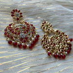 3 piece set earrings and tikka costume jewelry Pakistani Indian Bollywood Style Red Photo 3