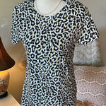J.Crew  collectors, Tee shirt white, black, leopard, print, cotton, medium Photo 0