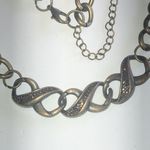 Brass Tone & Amber CZ Rhinestone Chunky Link Chain Retro Boho Necklace Photo 4