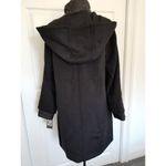 Gallery  Black Hooded Winter Coat Wool Blend Quilted Bib Women's Size Small (S) Photo 4