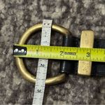 None Vintage Y2K Size M Black Leather Round Solid Brass Buckle Belt Photo 5