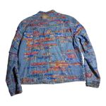 Vtg 1990s Chico's Blue Light Wash Colorful Patchwork Collarless Denim Jacket 1 M Size M Photo 1