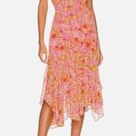 ASTR Floral One-Shoulder Midi Dress - Pink and Yellow Photo 0