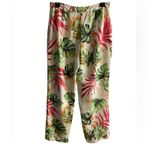 Talbots silk trouser vintage straight leg high rise tropical print Sz 10 Photo 1