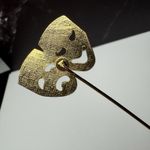 Comedy Tragedy Drama Mask Lapel Stick Pin Gold Tone Enamel White Red Photo 4