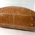 B Makowsky Brown Crocodile Patterned Leather Satchel Purse Photo 4