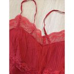 Free People  Selia Slip Racing Red V Neck Tiered Lace Straps Size Small 2465 Photo 8