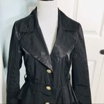 Jessica Simpson Black Peplum Trench Raincoat Size Small Photo 5