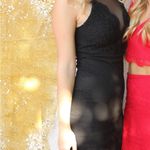 Lulus Lulu’s Black Dress Mini Mesh Deep V Neck Crochet Size M Photo 4