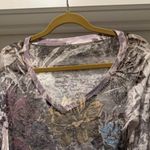 Vintage 90s Sheer Floral Rhinestone Long Sleeve Top Size L Purple Size L Photo 3