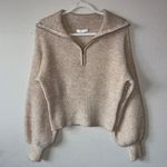 Lush Clothing Lush tan collared ribbed knit half zip sweater  Photo 0