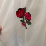 VTG 60’s Beau Monde Chiffon Babydoll Short Gown Rose Appliqué White Sz S Sexy Photo 4