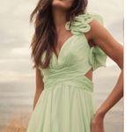 Mac Duggal  NEW Size 10 67911 Mint Iconic Ruffle Tiered Cut-Out Chiffon Maxi Gown Photo 4