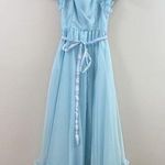 Vintage Prairie Chiffon Sky Blue Ruffle Sleeves Maxi Short Sleeve Dress Size undefined Photo 0