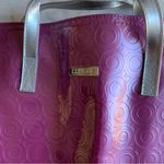 Clinique  Metallic Purple And Silver Geometric Tote Bag Photo 1