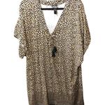 Coco reef  Swim Cover Up Dress Tassel V Neck Leopard Print Brown Black M Photo 2
