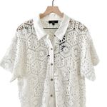 Lulus  Day Off Darling White Crochet Short Sleeve Shirt Dress Sz XL NWT Photo 2