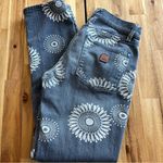Roxy  Women’s Blue Denim Jeans Floral Print Mid Rise Straight Leg size 0/24 Photo 3