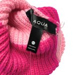 AQUA  Bloomingdale's Color Block Acrylic Knit Foldover Check Beanie Pink Hat Cap Photo 3