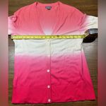 Eddie Bauer  Women's Size PL Dip-Dye Pink Ombre Button Cardigan Photo 3