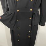 Vintage Escada Black Double Breasted Dress | Gold Monogram Buttons | Size EU 38 Photo 9