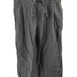 Magaschoni  100% Linen Paperbag Pants Crop Wide Leg Pockets Elastic Waist Gray L Photo 0