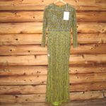 Mac Duggal  5124 Green Beaded Long Sleeve Evening Gown Size 6 Photo 5