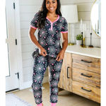 Shirley & Stone Halloween spiderweb jogger pajama set pink & black Size XL Photo 5