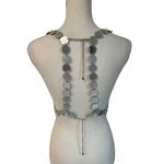 8 Other Reasons Disc Crop Top in Silver One Size New Womens Disc Mirror Cropped Photo 7