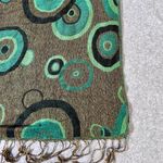 Vintage Silk Blend Women's Green Geometric Pashmina Shawl Wrap Fringe Accents Photo 3