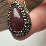 Lia Sophia  Plum Red Teardrop Rhinestone Dangle Pierced Earrings Bronze Tone Photo 9
