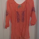 Mudd Peachy Embroidered Peasant 3/4 Sleeve Blouse Photo 1