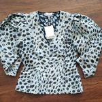 Ganni  Blue Leopard Chic Feminine Workcore Fairy Trendy Jacquard Blouse Size 38 Photo 1