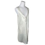 Minimal Ivory Satin Midi Slip Dress Button Front Go Softly 1X Photo 2