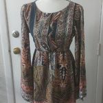 Sage Paisley Boho Bell Sleeve Dress Tie Back S Dopamine Ren Fair Festival Party Photo 0