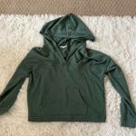 Pink Rose Cropped Green Hoodie  Photo 0