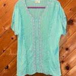 Seafoam green embroidered fringe detail swim coverup Photo 0